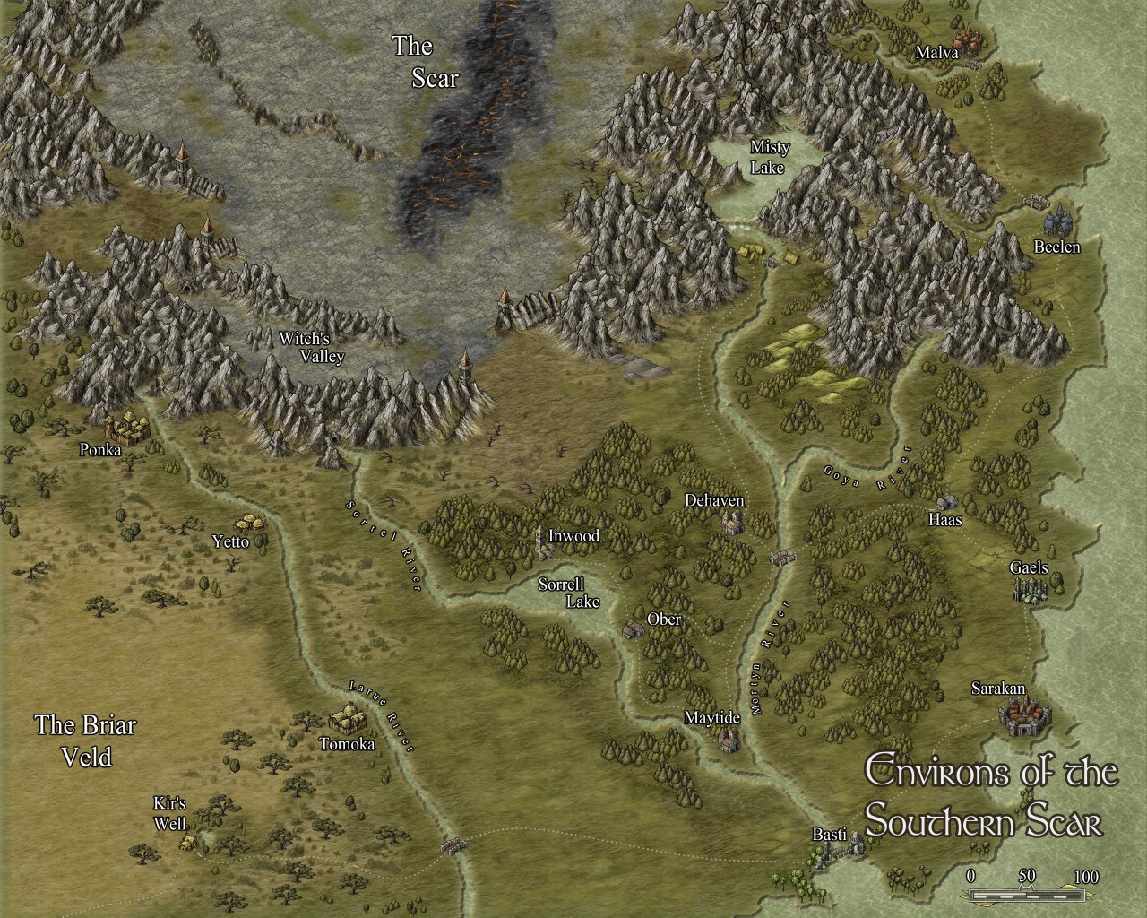 Nibirum Map: southern scar environs by Shessar